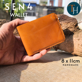 Ví SEN 4 - TH HANDMADE Ví mini mỏng và đơn giản màu vàng bò/ da sáp | Kích thước 8x11cm