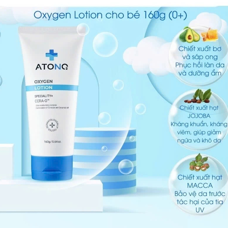 Sữa dưỡng ẩm / kem dưỡng ẩm hữu cơ Atono2 Oxygen Lotion cho trẻ từ sơ sinh 160g (0+)