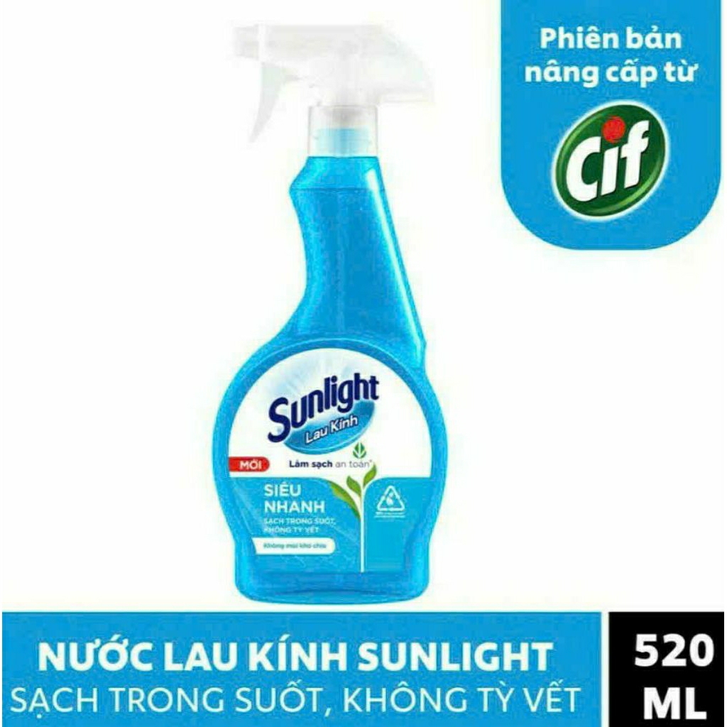Combo 4 Nước Lau Kính Sunlight Chai 520ml
