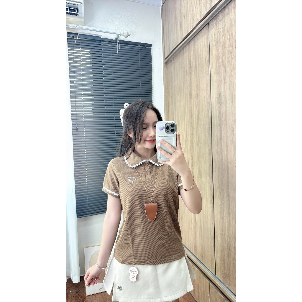 Combo 2  Áo  Polo nữ thiết kế viền cổ ren + tay áo, dáng xuông , hoạ tiết thêu đơn giản sang trọng dễ phối  đồ ( M19) | BigBuy360 - bigbuy360.vn