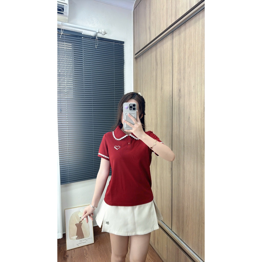 Combo 2  Áo  Polo nữ thiết kế viền cổ ren + tay áo, dáng xuông , hoạ tiết thêu đơn giản sang trọng dễ phối  đồ ( M19) | BigBuy360 - bigbuy360.vn