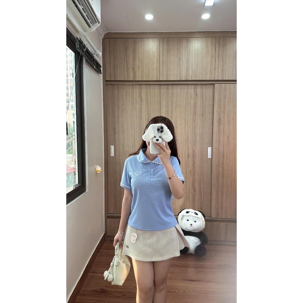 Combo 2  Áo  Polo nữ thiết kế viền cổ ren + tay áo, dáng xuông , hoạ tiết thêu đơn giản sang trọng dễ phối  đồ ( M19) | BigBuy360 - bigbuy360.vn