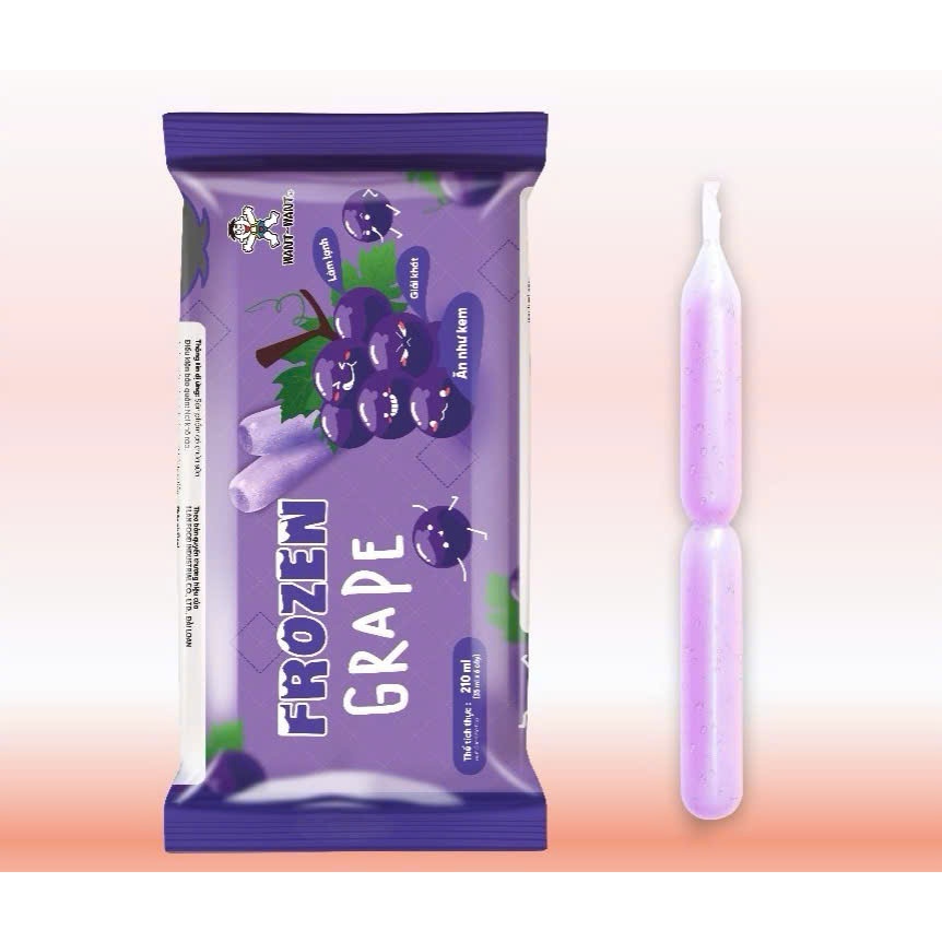 Thùng 24 gói Kem đá, Nước Giải Khát Want Want Frozen (24 Túi 210ml - Mõi Túi 6 cây) Vị Nho Kem Đá Má