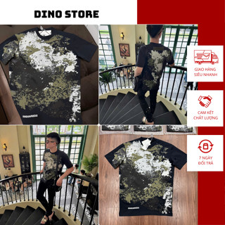 Áo Phông Nam DSQ Màu Loang New Cực Ngầu - Áo Thun Nam DSQ2 Loang Xanh Trắng Cao Cấp