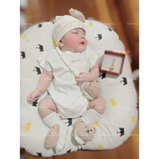 ( HÀNG CÓ SẴN ) Body tăm tặng mũ tất túi dán gấu 3-12kg cho bé trai và bé gái đồ bộ liền thân cho bé