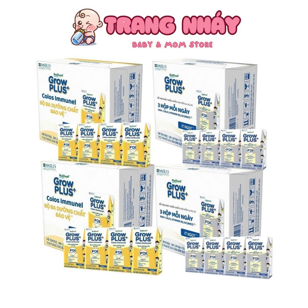 Thùng 48 hộp Sữa Bột Pha Sẵn Nutifood Sweden GrowPLUS+ Cao lơn Vượt Trội và Sữa Non Immunel hộp 110ml - 180ml