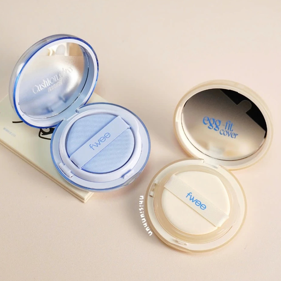 Cushion FWEE Egg Fit Cover (Vàng) và Glass Natural (Xanh Dương) SPF50+ PA+++ | 13g fwee