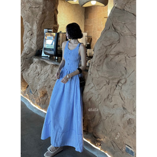  LuTa | Váy kẻ sọc smocking nút bọc 