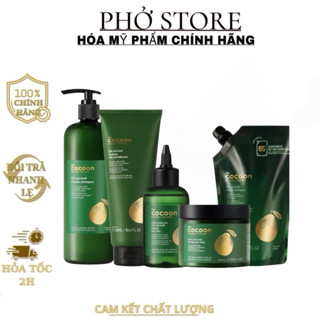 Bộ dầu gội + dầu xả bưởi Pomelo Cocoon 310ml, Nước bưởi dưỡng tóc 140ml, Kem ủ tóc bưởi 200ml