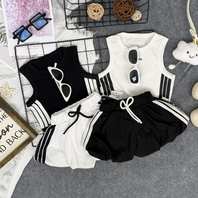 Bộ Áo Ba Lỗ Dáng Ngắn Phối Quần Bí Ngô Phồng Dáng Thể Thao Cho Bé Gái - BBLSQBS- Babyboo-Pibo Store