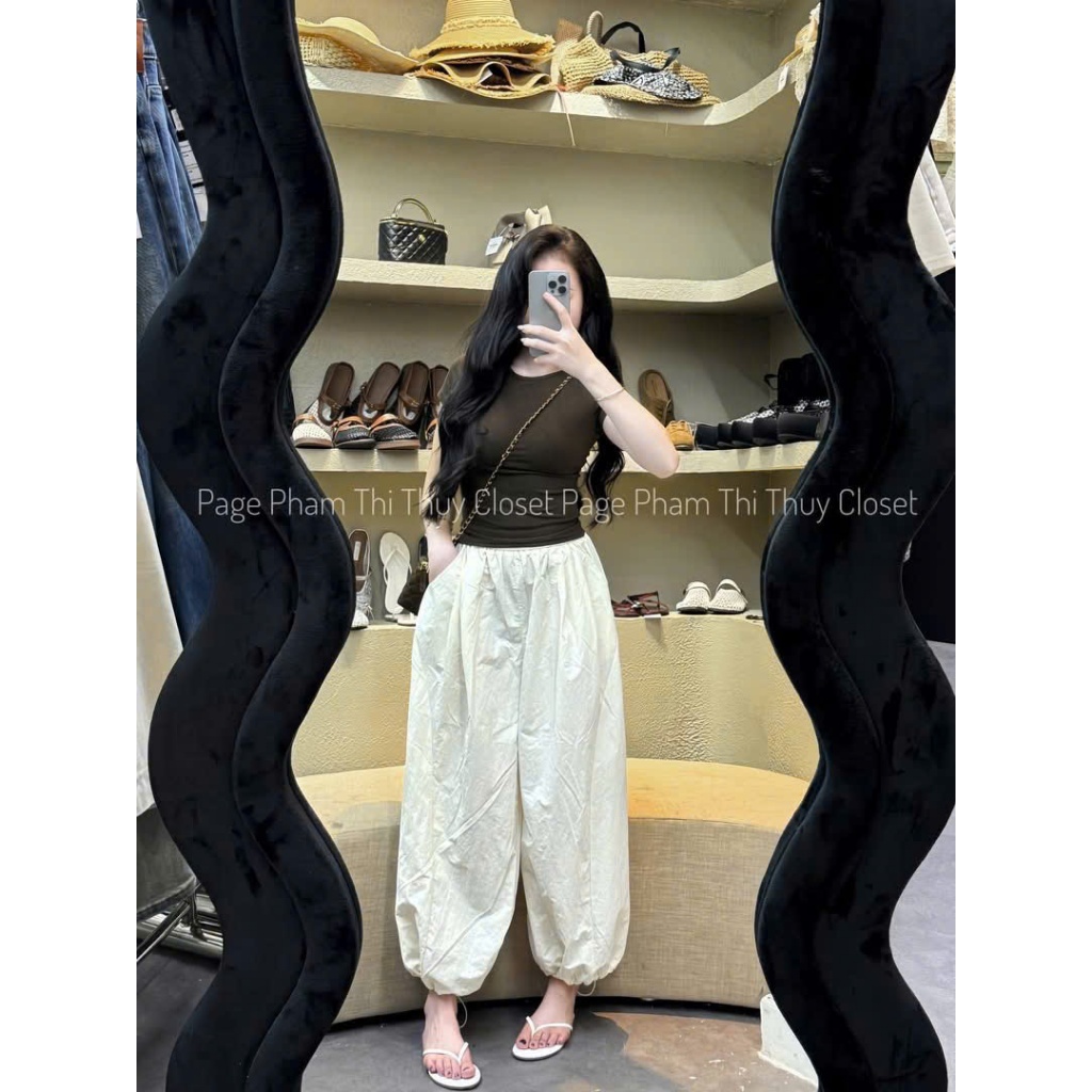Quần Dài Nữ Cạp Chun Ống Rộng Gầu Có Dây Điều Chỉnh Linh Hoạt Trẻ Trung Năng Động D6364