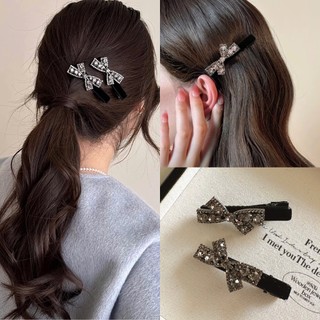  Set 2 Kẹp Tóc Nhung Đen Đính Đá Kẹp Tóc Mái Hình Nơ Nhẹ Nhàng Điệu Đà Tiểu Thư ND6 
