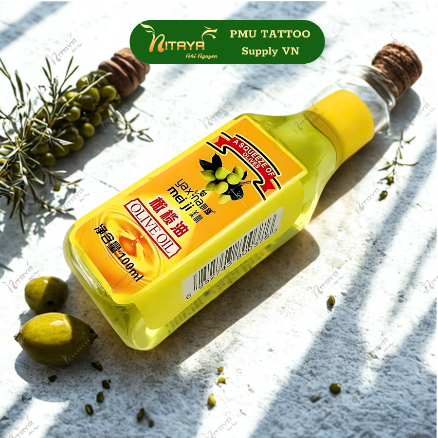 Dầu Olive Lau Da Giả Phun Xăm, dầu lau da PMU