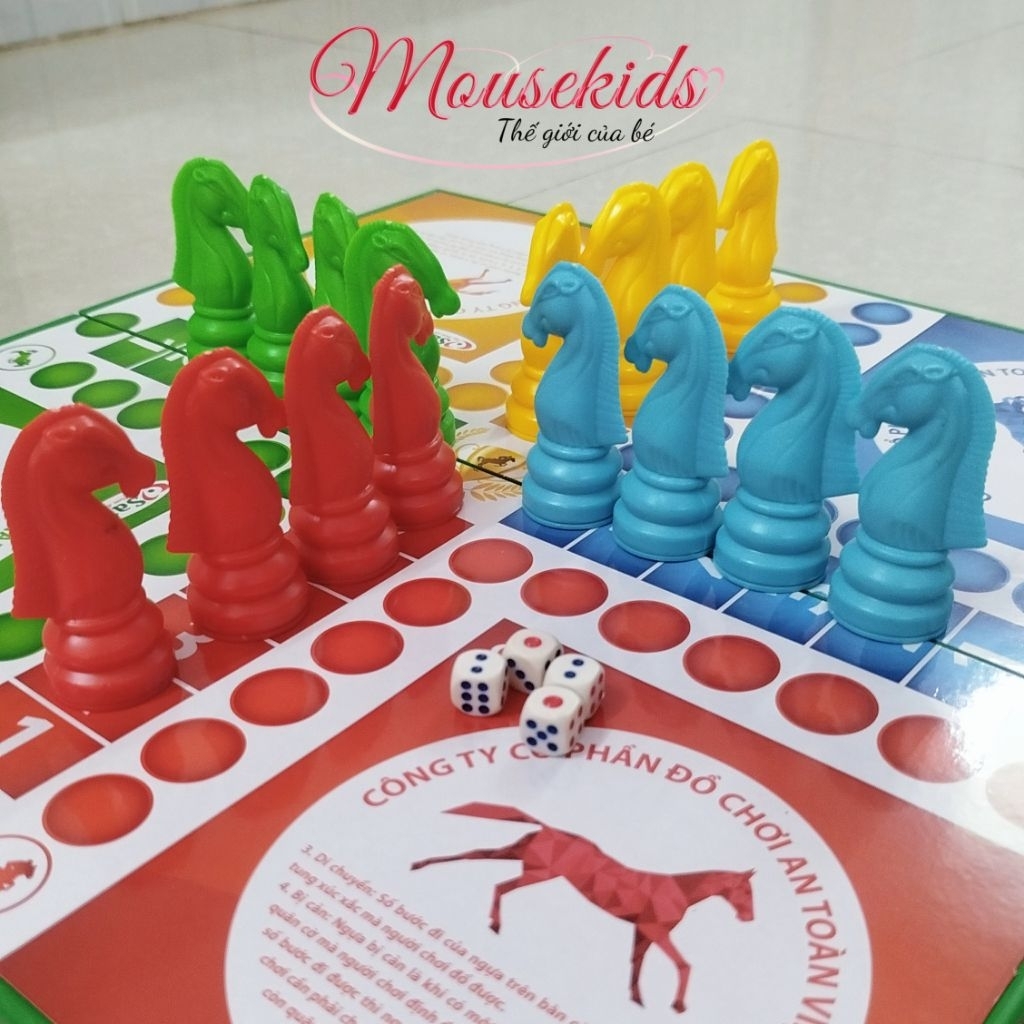 Cờ Cá Ngựa - Bàn nhựa Loại Lớn 42x42 cm - Cờ đua ngựa bằng Nhựa Cao Cấp