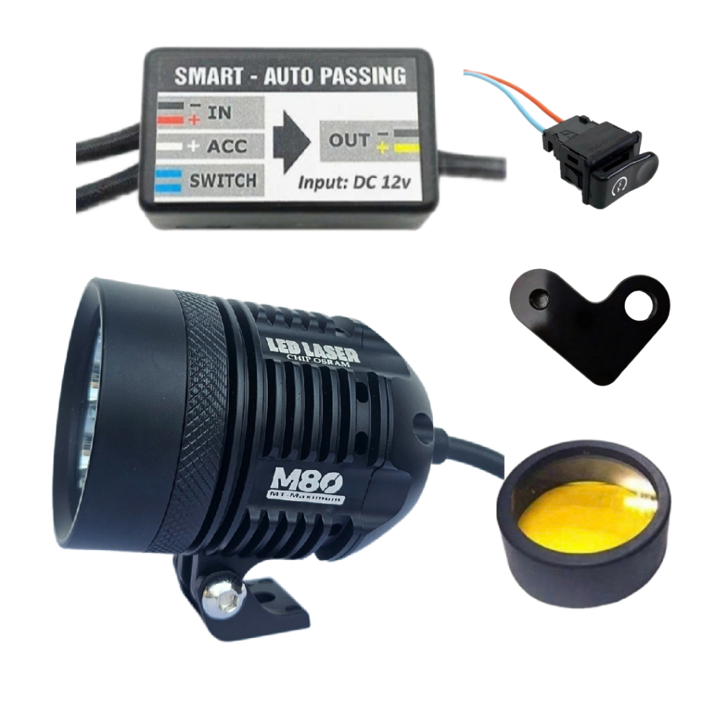 Đèn Trợ Sáng M80 Laser Có Quạt, Siêu Sáng 80W. Có Quạt Làm Mát Không Tụt Công Xuất