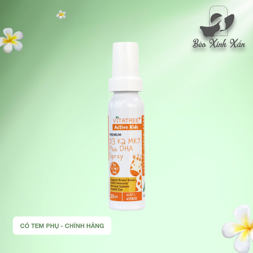 Xịt bổ sung D3 K2 MK7 DHA cho bé VITATREE Premium D3 K2 MK7 Plus DHA Spray