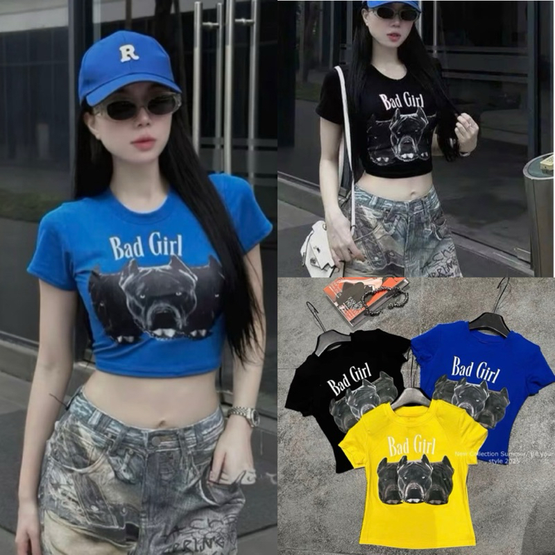 Áo Croptop Nữ , Áo Thun Croptop Hình Bad Girrl