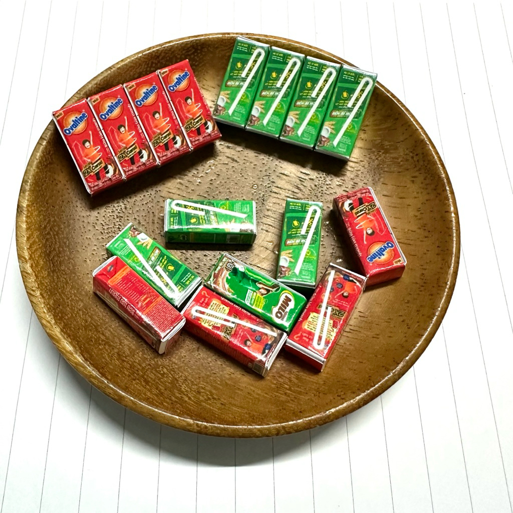 Mô hình Lốc sữa Milo, Ovaltine mini bằng giấy tỉ lệ 1:12 🌱