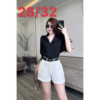 quần short trắng đen lưng cao