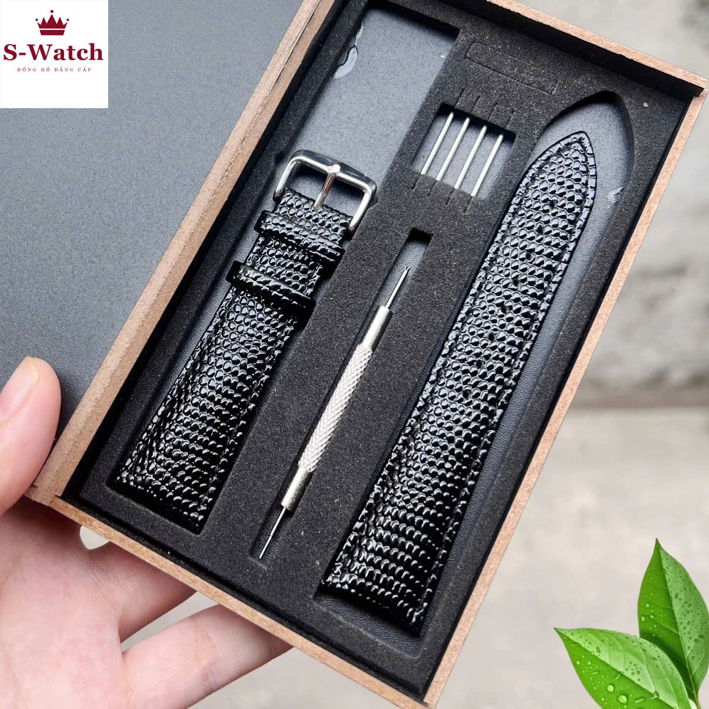 Dây Đồng Hồ Da Bò Dập Vân Kiểu Movado Kèm Khoá[Tặng kèm dụng cụ thay dây] Hộp Gỗ