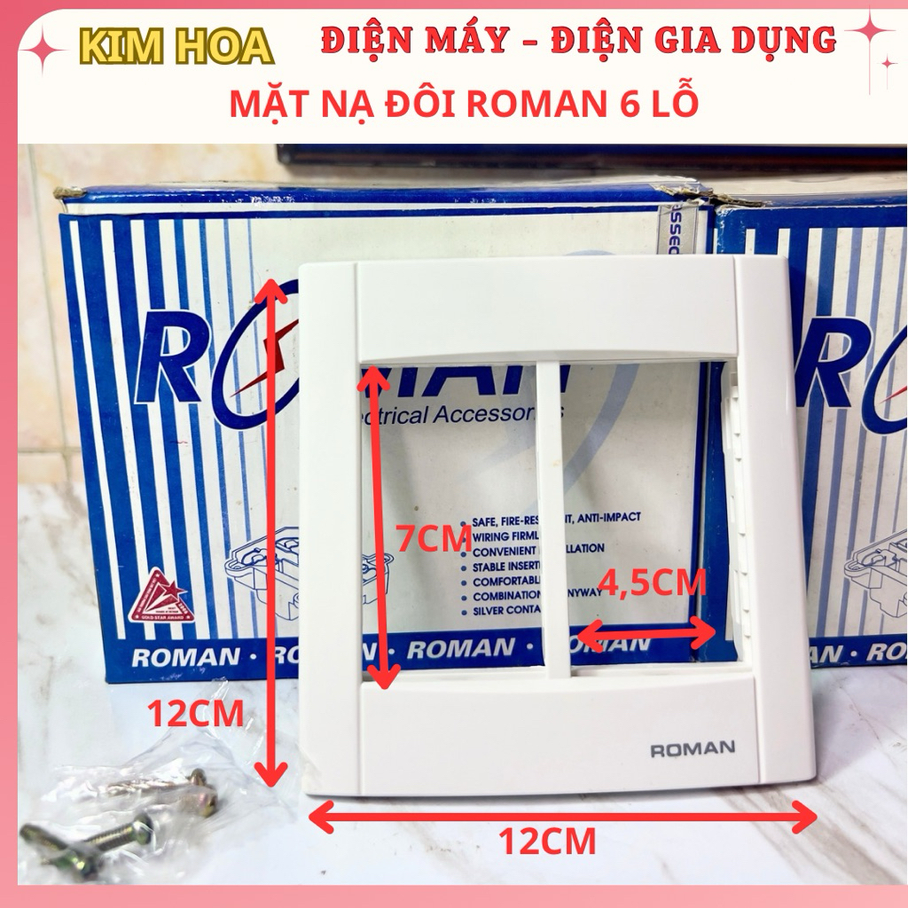 Mặt nạ bảng điện ROMAN mặt đôi 6 lỗ, SUNMAX 2 lỗ