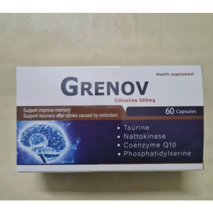 Viên uống Grenov Citicoline 500mg – Hỗ trợ cải thiện trí nhớ, phục hồi sau tai biến mạch máu não (60