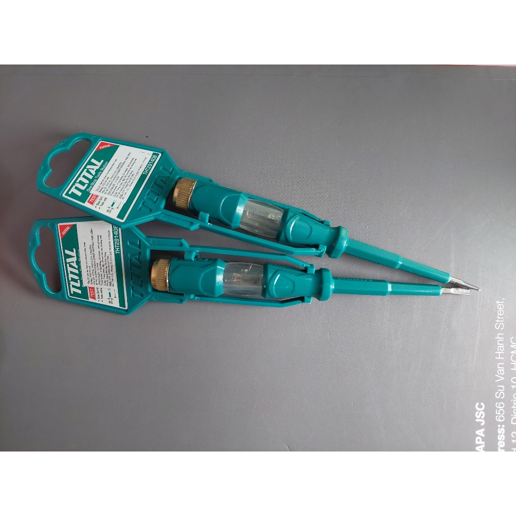 Bút thử điện cao cấp TOTAL,  chiều dài 140mm, dùng để kiểm tra nguồn điện trong phạm vi từ 100V~500V