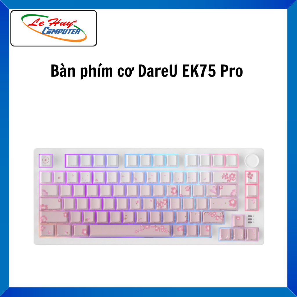 Bàn Phím Cơ DareU EK75 Pro Triple Mode Sakura Pink - Hàng Chính Hãng