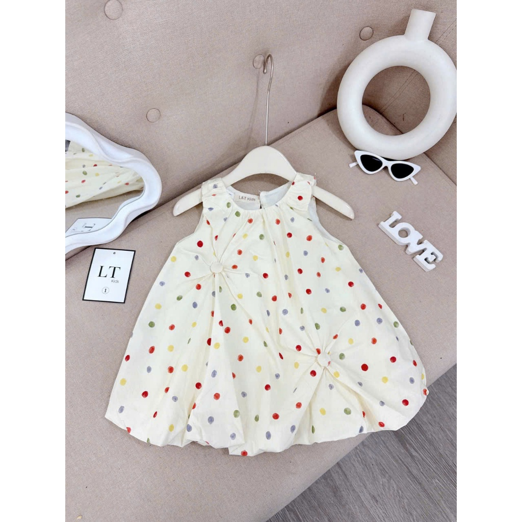 Váy cho bé gái hoạ tiết chấm bi dáng bí A62 - Cambaby