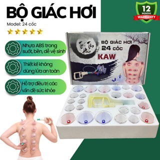  Bộ Giác Hơi Không Dùng Lửa Kaw 24 Ống Hút Chân Không Hỗ Trợ Lưu Thông Khí Huyết Giảm Đau Nhức Thư Giãn Cơ Thể Tại Nhà 