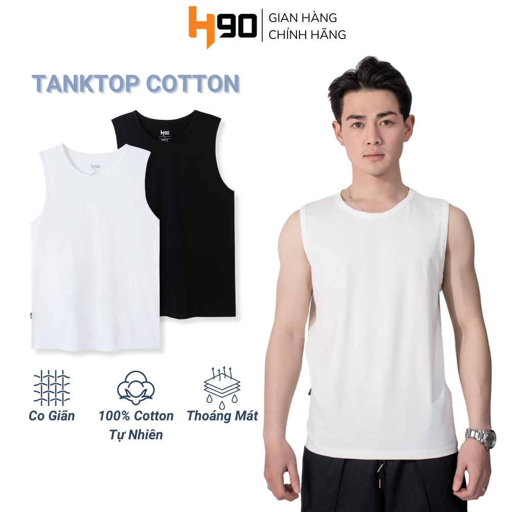 Áo TANKTOP Nam H90 Sát Nách Thun Cotton Co Giãn, Thấm Mồ Hôi Tốt Phù Hợp Tập Gym, Thể Thao TTT01