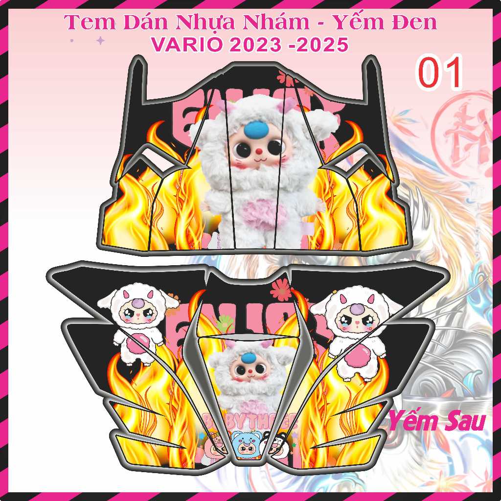 Tem Dán Nhựa Nhám Vario Tem dán Yếm Đen Vario 125 2023 - 2026