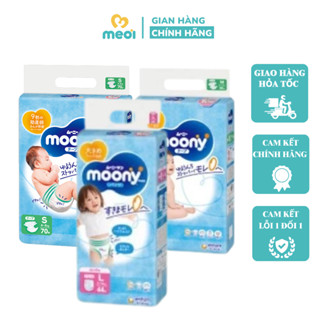   hàng Nội Địa  Tã Bỉm Moony tiêu chuẩn bỉm Moony xanh Nhật mềm mại thấm hút tốt đủ size cho bé 