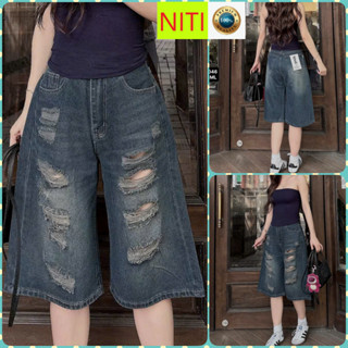   NCTD9046  QUẦN JEANS NGỐ LỬNG NỮ LƯNG CAO RÁCH CÀO TẢ TƠI ĐÙI MÀU XANH ĐẬM LAI CUỐN SIÊU MÁT MẺ CÁ TÍNH 