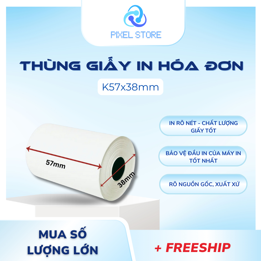 THÙNG GIẤY IN BILL K57x38mm ( Thùng 100 cuộn) - Chất lượng - Giá rẻ ( PIXEL STORE )