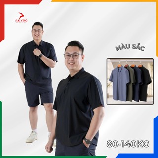 Áo Polo Nam Bigsize 80-140KG AKYOO Cao Cấp Cotton Co Giãn, Thâm Hút Mồ Hôi - PL DEN - XANH - GHI - THAN