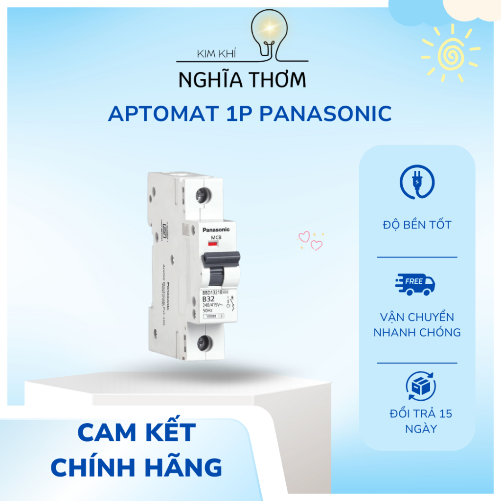 Aptomat 1P Panasonic Chính Hãng – 16A/25A/40A – CB 1 Cực – Chống Giật, Chống Quá Tải – Hàng Việt Nam