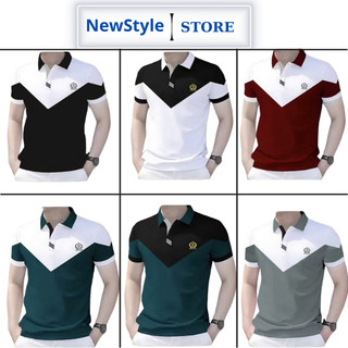  Áo thun polo nam cổ bẻ phối tim chữ V thể thao cao cấp – Form body tay ngắn vải cá sấu  co giãn 4 chiều mặc hè mát 