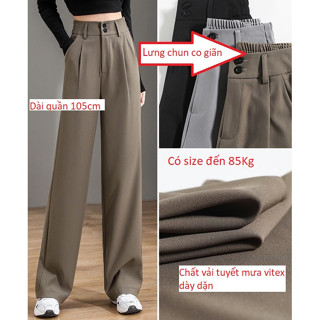  Quần Tây Nữ Ống Rộng Cạp cao Lưng Chun co giãntôn dáng thời trang công sở đẹp chất tuyết mưa dày dặn WQD007 V2 
