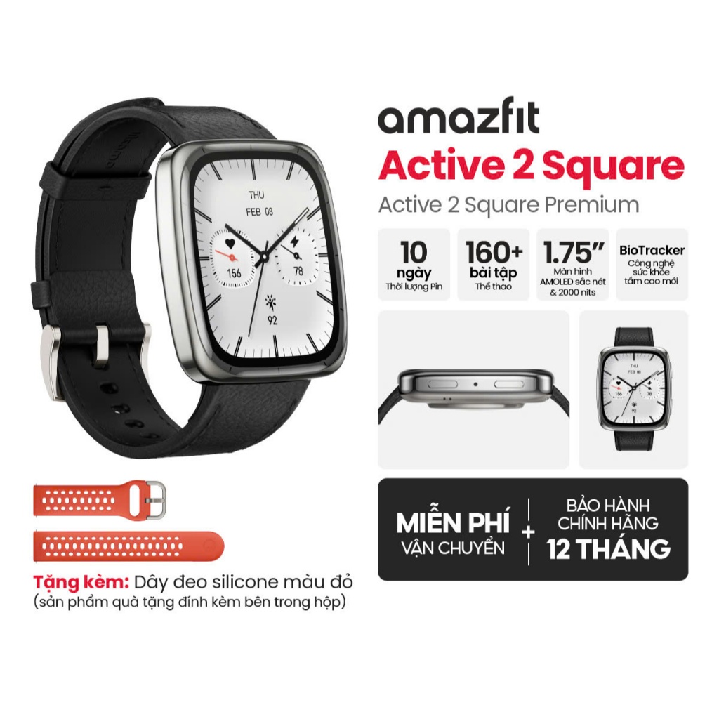 Đồng hồ thông minh Amazfit Active 2 Square | Premium Version | Mặt kính sapphire | 160+ Chế độ luyện tập | Bluetooth | BigBuy360 - bigbuy360.vn