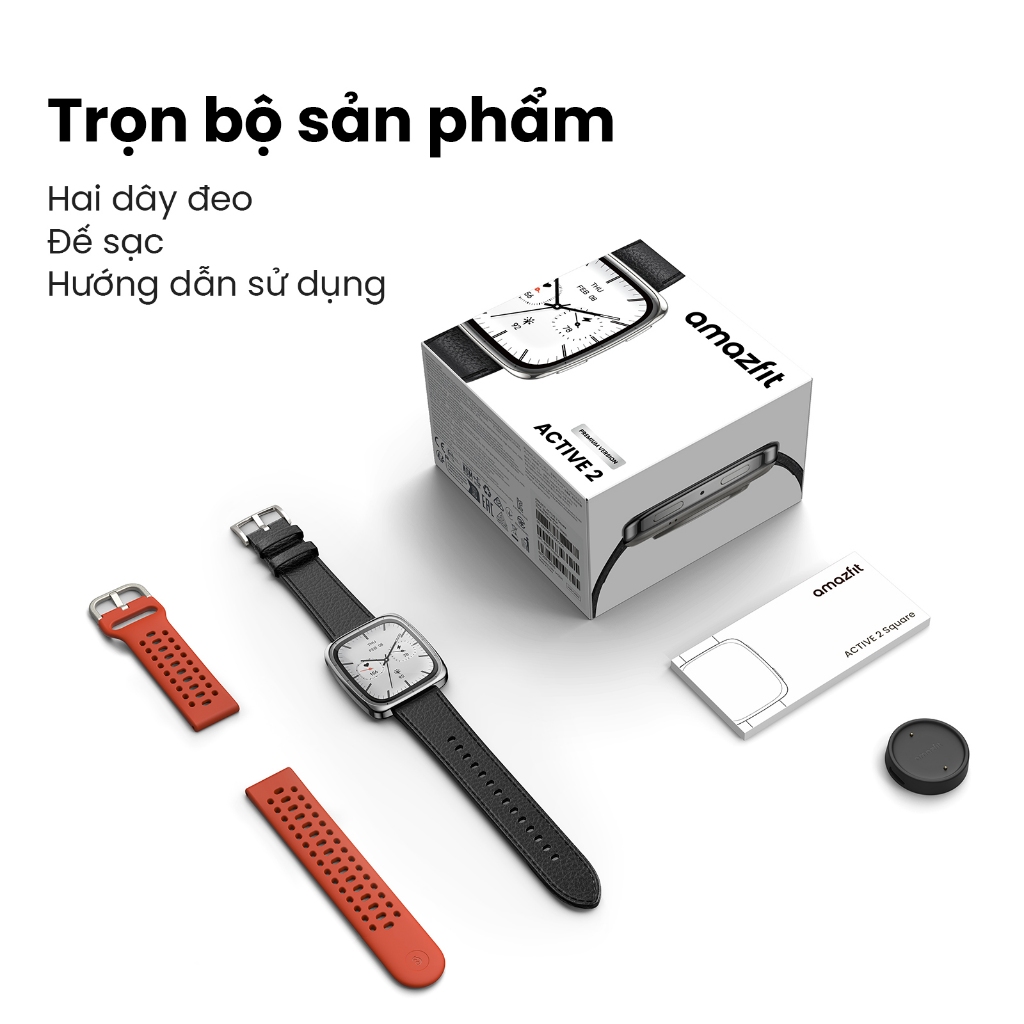 Đồng hồ thông minh Amazfit Active 2 Square | Premium Version | Mặt kính sapphire | 160+ Chế độ luyện tập | Bluetooth | BigBuy360 - bigbuy360.vn