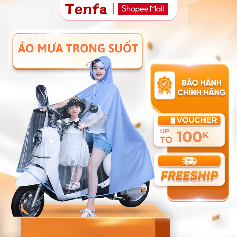 Áo mưa 2 đầu METIS, Áo mưa trong suốt cao cấp che phủ toàn thân, tà áo siêu rộng kèm kính chắn mưa