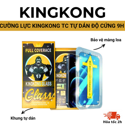[CHỐNG NHÌN TRỘM] Kính cường lực tự dán KINGKONG KTC - KTD siêu bền - bảo vệ loa iphone 11 12 13 14 15 16 17 Promax