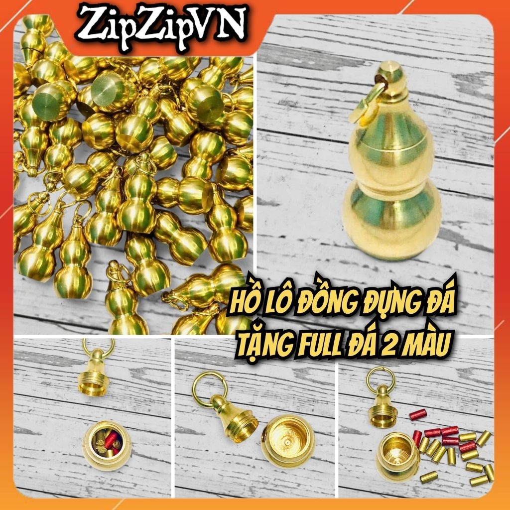 Hồ lô đồng đựng đá Zippo có móc treo chìa khóa tiện lợi