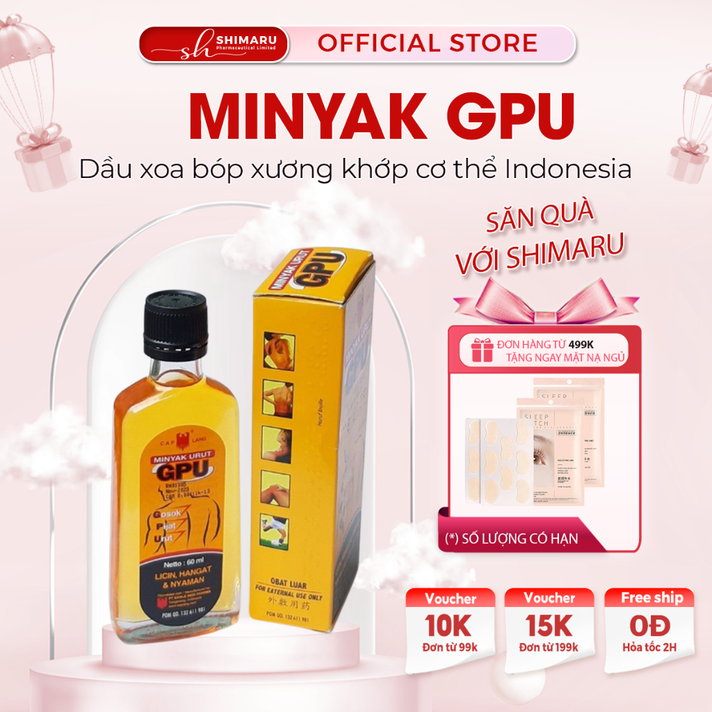 Dầu Xoa Bóp Minyak GPU Cap Lang Indonesia 60ml – Dầu Massage GPU 60ml Giúp Làm Ấm Da, Thư Giãn & Phụ