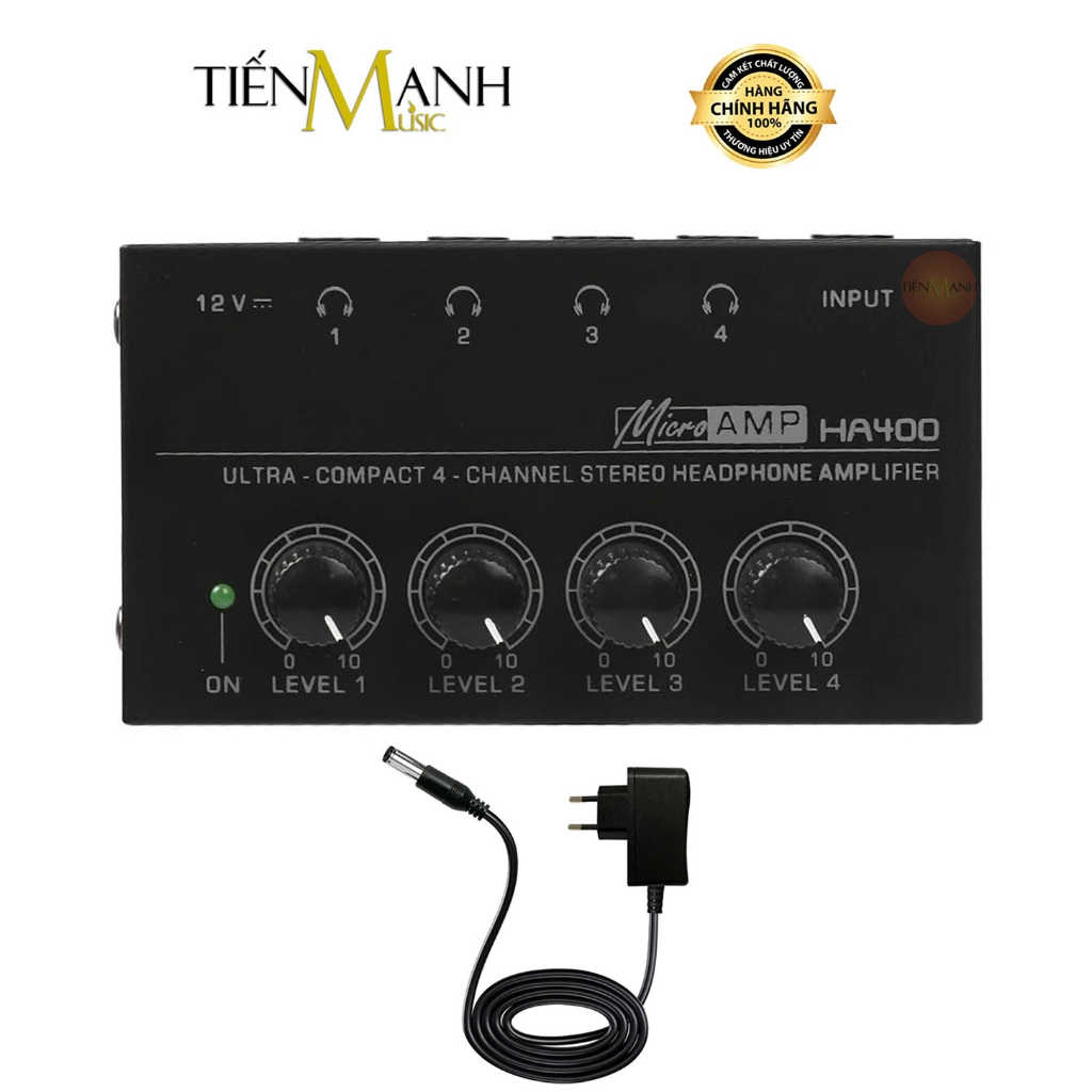 Bộ Khuếch Đại Tai Nghe HA400 - Bộ Chia 4 Cổng 6.35mm, Tăng Cường Công Suất Âm Thanh Headphone HA-400