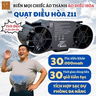  Quạt Áo Điều Hoà Z11 Cho Người Lao Động – Quạt Đeo Cổ Thắt Lưng Siêu Mát Dùng 30H Pin 30000mAh 