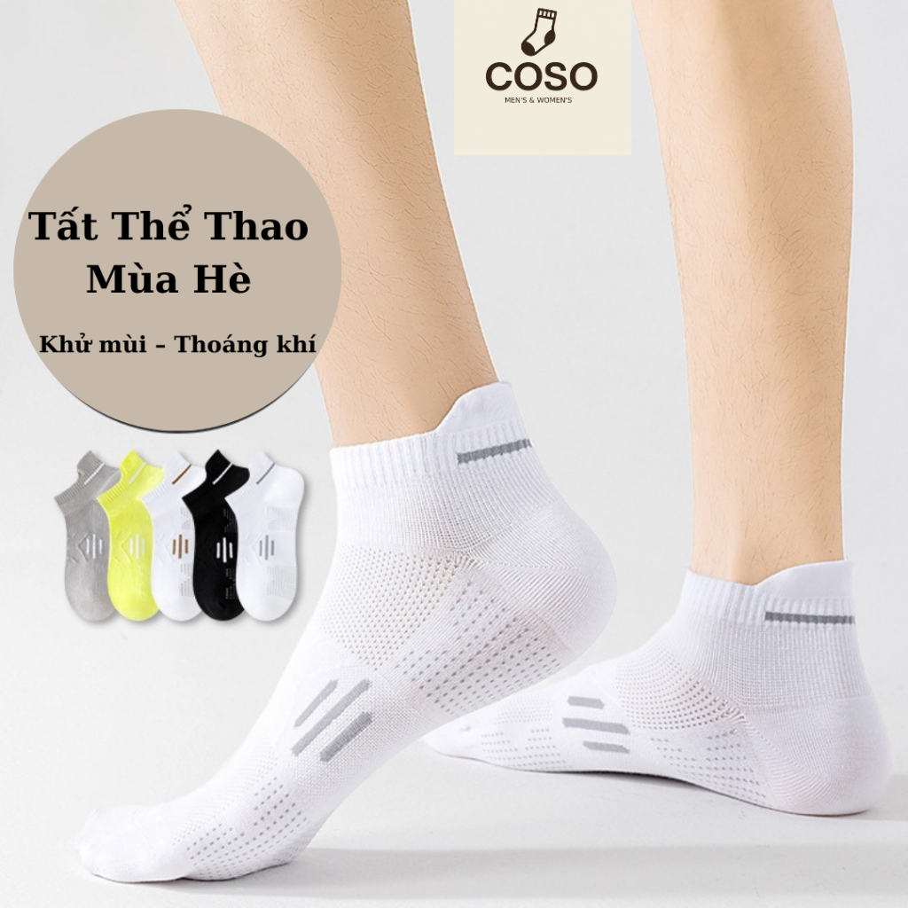 [COSO] COMBO MUA 7 ĐƯỢC 10 Tất Cotton Thể Thao Nam Nữ Co Giãn, Thoáng Khí, Êm Chân Chống Trơn Trượt