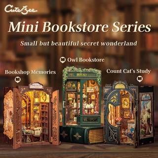 CUTEBEE Mô hình Book Nook DIY bằng gỗ tự lắp ghép ngôi nhà búp bê Quà tặng trang trí sáng tạo tự làm