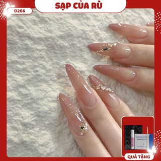  Đ266 Móng tay giả dài nhọn bộ 30 móng làm nail móng tay giả slays sơn gel thạch 